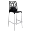 Барний стілець Papatya Ego-Rock чорне сидіння, верх прозоро-димчастий