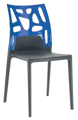Стілець Papatya Ego-Rock антрацит сидіння, верх прозоро-синій