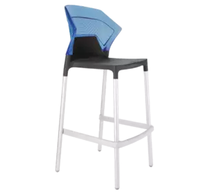 Барний стілець Papatya Ego-S антрацит сидіння, верх прозоро-синій