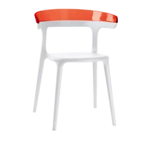 Крісло Papatya Luna біле сидіння, верх прозоро-червоний