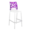 Барний стілець Papatya Ego-Rock біле сидіння, верх прозоро-пурпурний