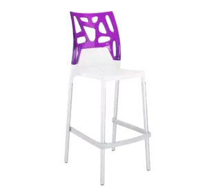 Барний стілець Papatya Ego-Rock біле сидіння, верх прозоро-пурпурний