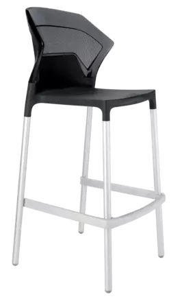 Барний стілець Papatya Ego-S чорне сидіння, верх прозоро-димчастий