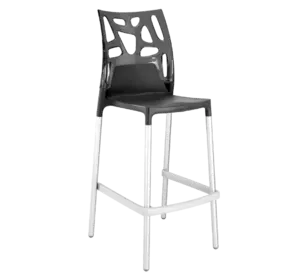 Барний стілець Papatya Ego-Rock антрацит сидіння, верх прозоро-димчастий
