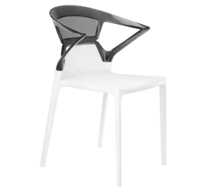 Крісло Papatya Ego-K біле сидіння, верх прозоро-димчастий