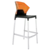 Барний стілець Papatya Ego-S чорне сидіння, верх прозоро-помаранчевий