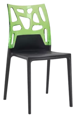 Стілець Papatya Ego-Rock чорне сидіння, верх прозоро-зелений