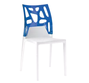 Стілець Papatya Ego-Rock біле сидіння, верх прозоро-синій