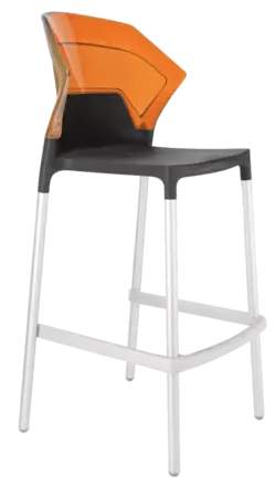 Барний стілець Papatya Ego-S антрацит сидіння, верх прозоро-помаранчевий