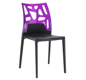 Стілець Papatya Ego-Rock чорне сидіння, верх прозоро-пурпурний