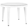 Стіл Tilia Osaka d110 см стільниця зі скла, ніжки пластикові біла слонова кістка