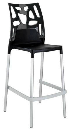 Барний стілець Papatya Ego-Rock чорне сидіння, верх чорний