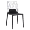 Стілець Papatya Ego-Rock чорне сидіння, верх прозоро-чистий