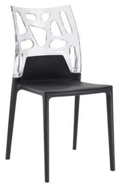 Стілець Papatya Ego-Rock чорне сидіння, верх прозоро-чистий