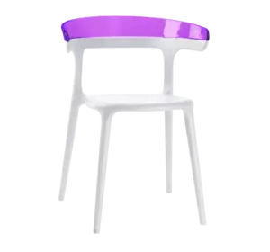 Крісло Papatya Luna біле сидіння, верх прозоро-пурпурний