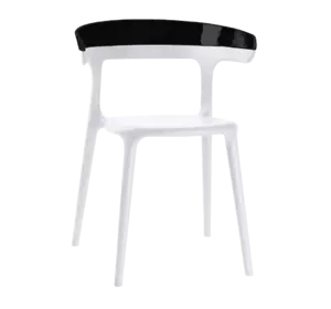 Крісло Papatya Luna біле сидіння, верх чорний