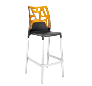 Барний стілець Papatya Ego-Rock антрацит сидіння, верх прозоро-помаранчевий