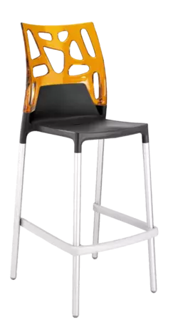 Барний стілець Papatya Ego-Rock антрацит сидіння, верх прозоро-помаранчевий