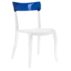 Стілець Papatya Hera-S біле сидіння, верх прозоро-синій