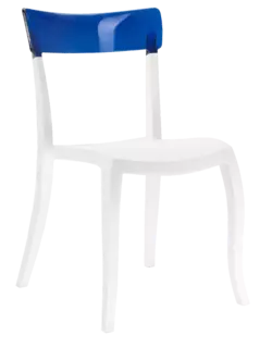 Стілець Papatya Hera-S біле сидіння, верх прозоро-синій