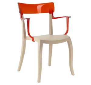 Крісло Papatya Hera-K пісочно-бежеве сидіння, верх прозоро-червоний