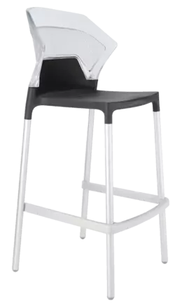 Барний стілець Papatya Ego-S антрацит сидіння, верх прозоро-чистий