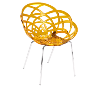 Крісло Papatya Flora-ML прозоро-жовте сидіння, ніжки хром