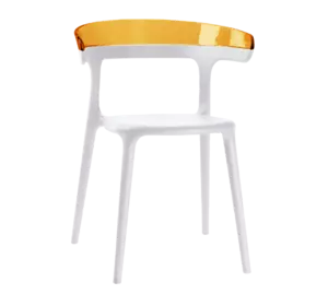Крісло Papatya Luna біле сидіння, верх прозоро-помаранчевий