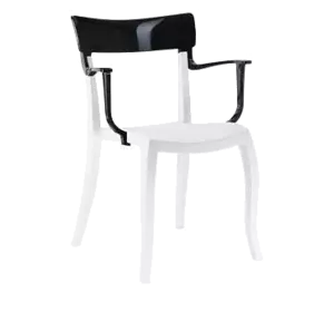 Крісло Papatya Hera-K біле сидіння, верх чорний