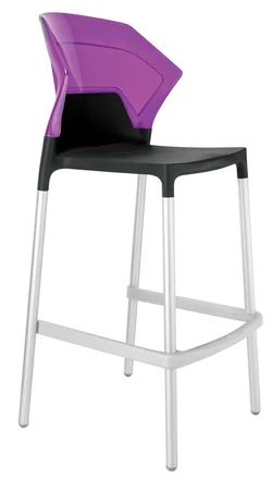 Барний стілець Papatya Ego-S чорне сидіння, верх прозоро-пурпурний