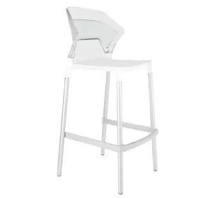 Барний стілець Papatya Ego-S біле сидіння, верх прозоро-чистий
