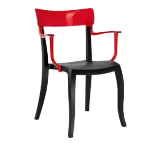 Крісло Papatya Hera-K чорне сидіння, верх прозоро-червоний