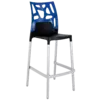 Барний стілець Papatya Ego-Rock чорне сидіння, верх прозоро-синій