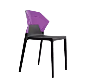 Стілець Papatya Ego-S чорне сидіння, верх прозоро-пурпурний