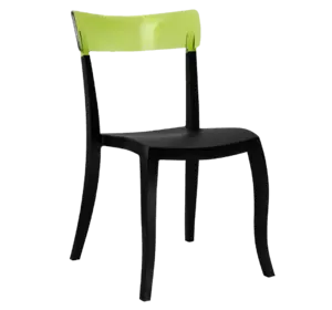 Стілець Papatya Hera-S чорне сидіння, верх прозоро-зелений