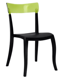Стілець Papatya Hera-S чорне сидіння, верх прозоро-зелений