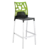 Барний стілець Papatya Ego-Rock антрацит сидіння, верх прозоро-зелений