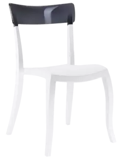 Стілець Papatya Hera-S біле сидіння, верх прозоро-димчастий