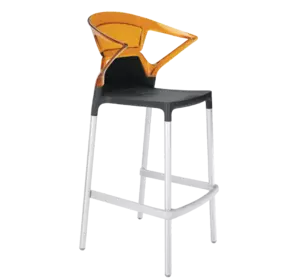 Барне крісло Papatya Ego-K чорне сидіння, верх прозоро-помаранчевий