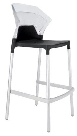 Барний стілець Papatya Ego-S чорне сидіння, верх прозоро-чистий