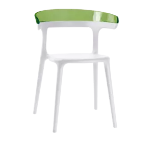 Крісло Papatya Luna біле сидіння, верх прозоро-зелений