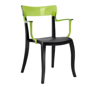 Крісло Papatya Hera-K чорне сидіння, верх прозоро-зелений