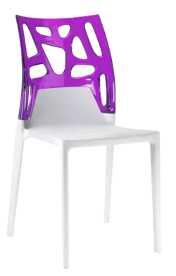 Стілець Papatya Ego-Rock біле сидіння, верх прозоро-пурпурний