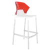 Барний стілець Papatya Ego-S біле сидіння, верх прозоро-червоний