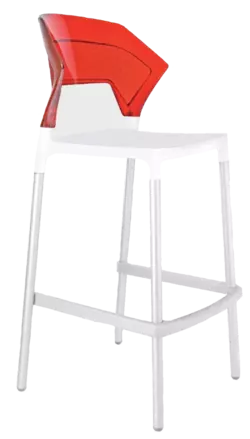Барний стілець Papatya Ego-S біле сидіння, верх прозоро-червоний