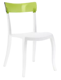 Стілець Papatya Hera-S біле сидіння, верх прозоро-зелений