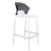 Барний стілець Papatya Ego-S біле сидіння, верх прозоро-димчастий