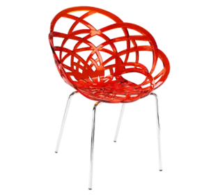 Крісло Papatya Flora-ML прозоро-червоне сидіння, ніжки хром