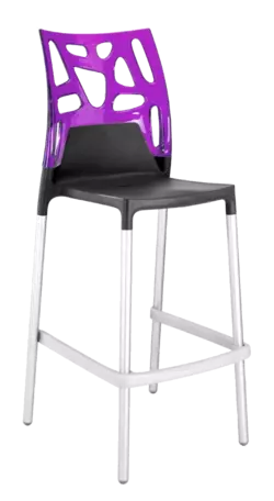 Барний стілець Papatya Ego-Rock антрацит сидіння, верх прозоро-пурпурний