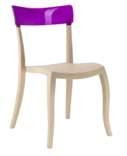 Стілець Papatya Hera-S пісочно-бежеве сидіння, верх прозоро-пурпурний